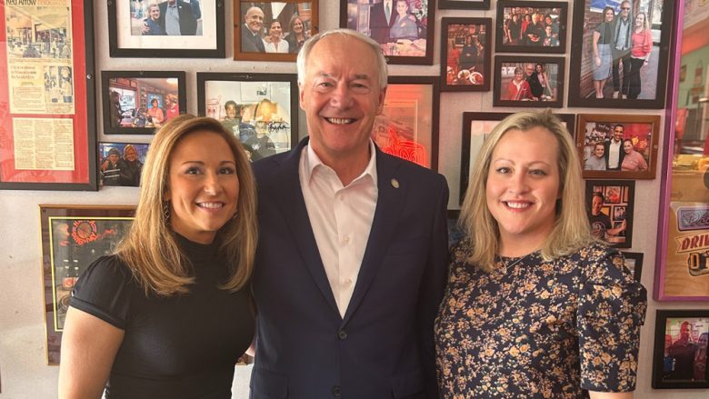 Republican presidential candidate Asa Hutchinson visits Red Arrow Diner in Manchester NH as part of his 2024 campaign.
