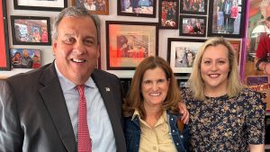 Republican presidential candidate Chris Christie visits Red Arrow Diner in Manchester NH as part of his 2024 campaign.