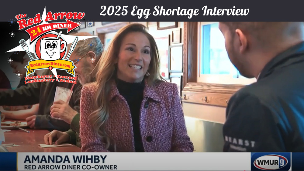 Red Arrow Diner Co-Owner Amanda Wihby interviewed on WMUR 9 about 2025 New Hampshire egg shortage. Red Arrow Diner Co-Owner Amanda Wihby interviewed on WMUR 9 about 2025 New Hampshire egg shortage.