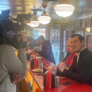 Joe Khalil and Sean Noone of NewsNation visit Red Arrow Diner Manchester ahead of the New Hampshire First in the Nation Primary.