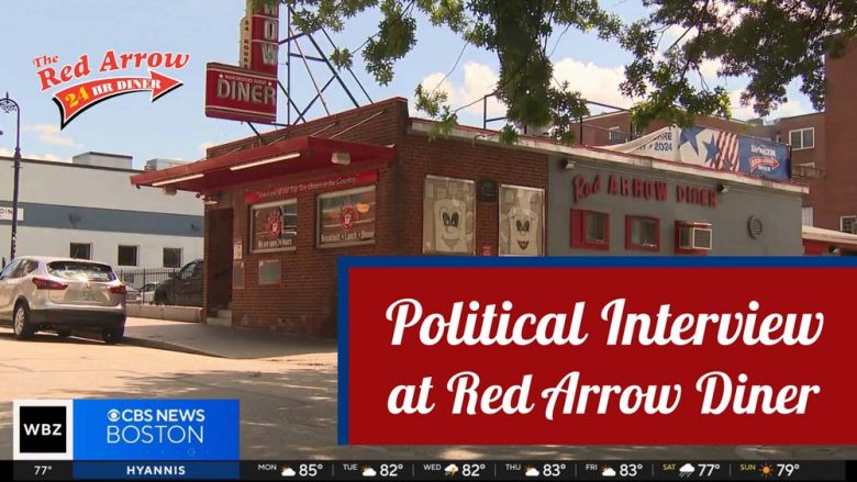 WBZ CBS Sunday News political interview at Red Arrow Diner in Manchester, New Hampshire.