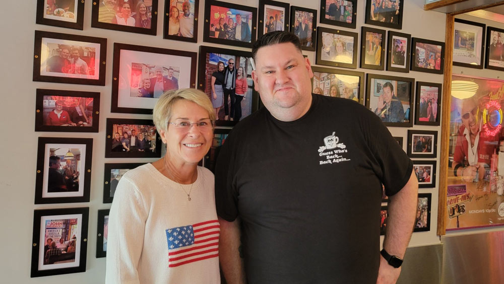 Politician visit with Hollie Noveletsky at Red Arrow Diner in Manchester, New Hampshire.