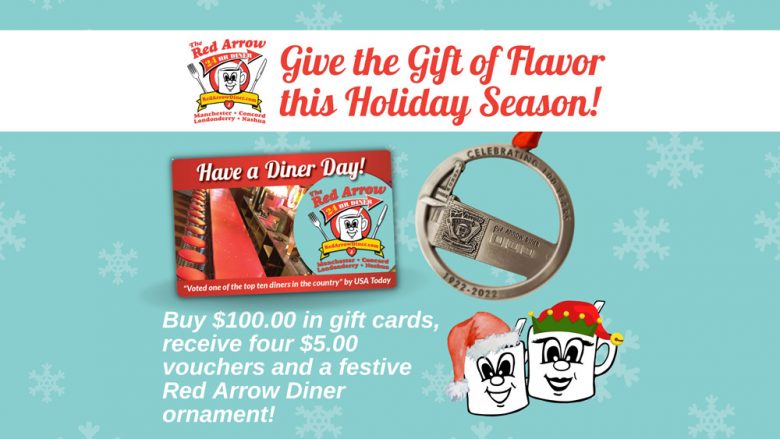 Red Arrow Diner holiday gift card deals. Order Red Arrow Diner gift certificates and receive coupons and an ornament.