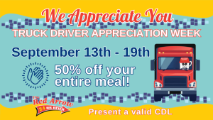 trucker appreciation week promo red arrow diner